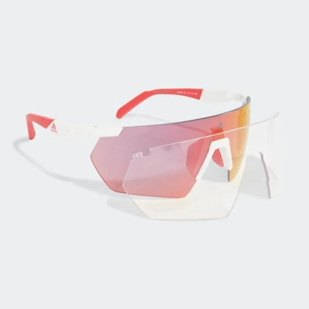 Adidas Sport Sunglasses White Red Interchangeable Lense Cycling Polarized SP0062